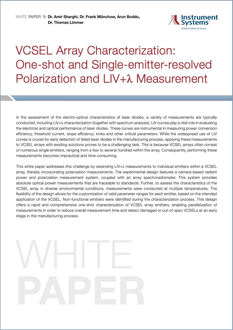 VCSEL Array Polarization and LIV+λ Measurement
