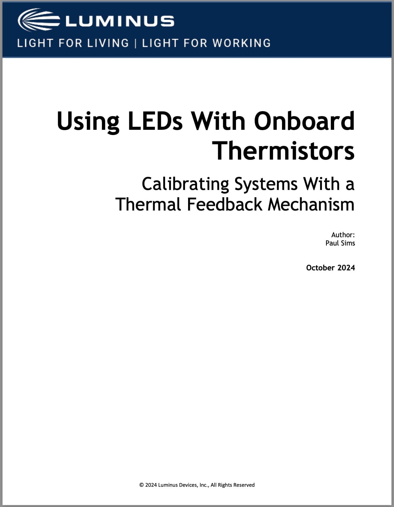 WHITE PAPER: Using LEDs With Onboard Thermistors