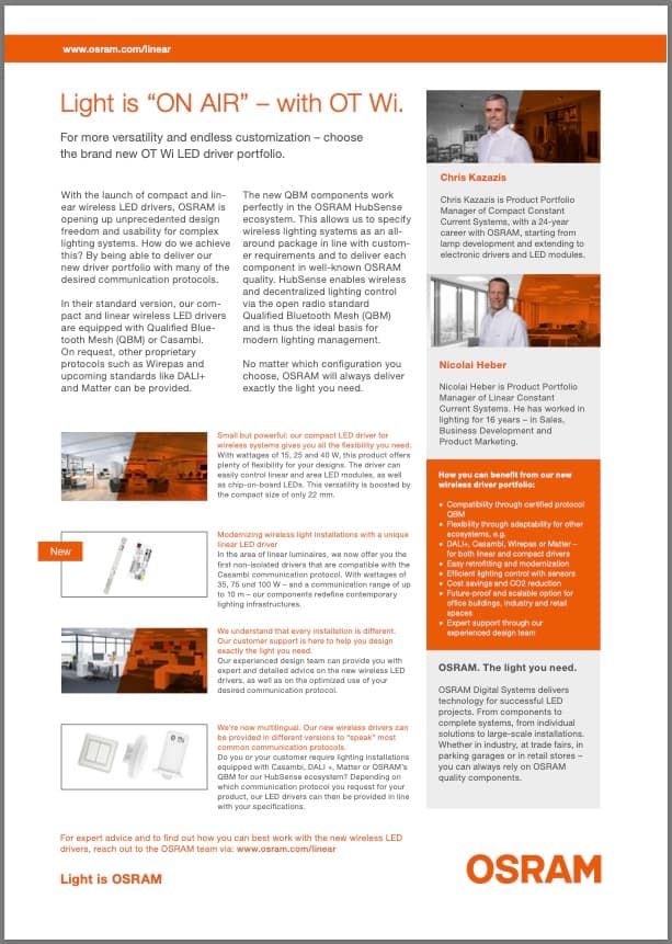 Wireless LED Drivers for Flexible Lighting Solutions