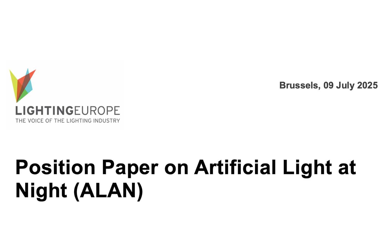 LightingEurope Calls for a Harmonised EU Approach on Artificial Light at Night