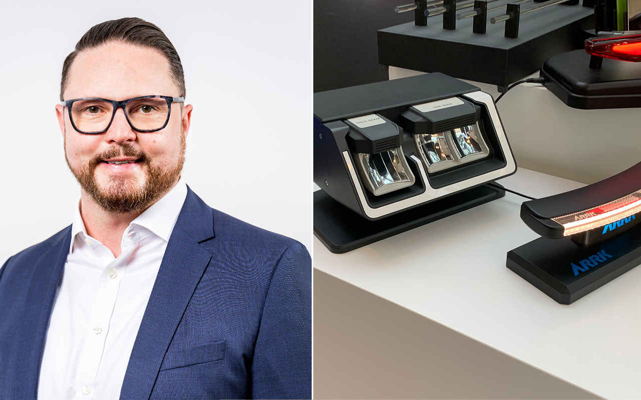 Carsten Taeuscher, Head of Optical Systems at ARRK Engineering. LED Reflector: The ready-made component requires little installation space and can be integrated into various mobility concepts..