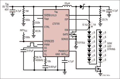 Typical application example: 50W White Automotive LED Headlamp Driver