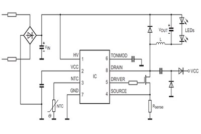 Basic application diagram for NXP's SSL2129A driver IC