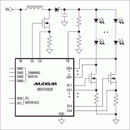 MAX16826 Simplified typical application diagram