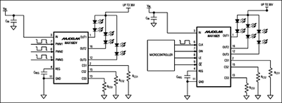 Typical application circuits with MAX16824/MAX16825.