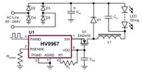 Typical application circuit using the Supertex HV9967 driver IC.