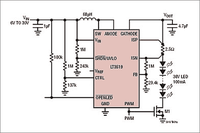 Typical application example for a 4W boost automotive LED driver.