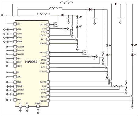 Typical application circuit for HV9982