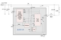 ZLED7X20 block diagram with basic application circuit with output current determined only by Rs