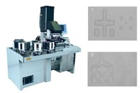 Microscope pictures of alignment marks on a sapphire-based HB-LED wafer with standard optical setup (2) and the EVG®620HBL (left) proprietary