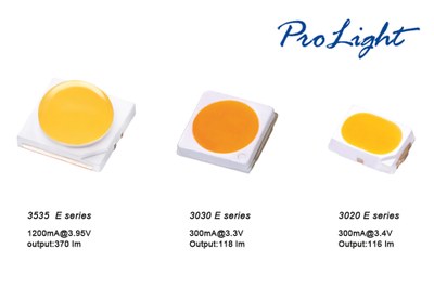 ProLight Opto's E series packages are made of an eutectic material with very high thermal conductivity that allows for high power solutions without compromising efficacy and lifetime