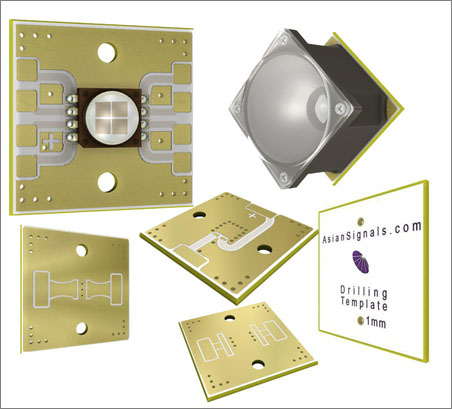 Copper mounting boards for Cree XR, XP, and MC-E LEDs, and Luxeon Rebel.