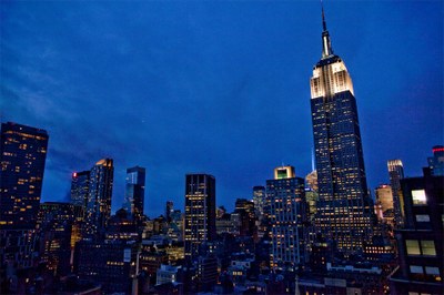 Color test with Empire State Building (ESB) as it prepares to transition the building’s iconic tower lights to innovative LEDs