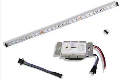 Elemental LED's  "White Balance" system consists of the LED strip, the wall controller and dedicated connectors