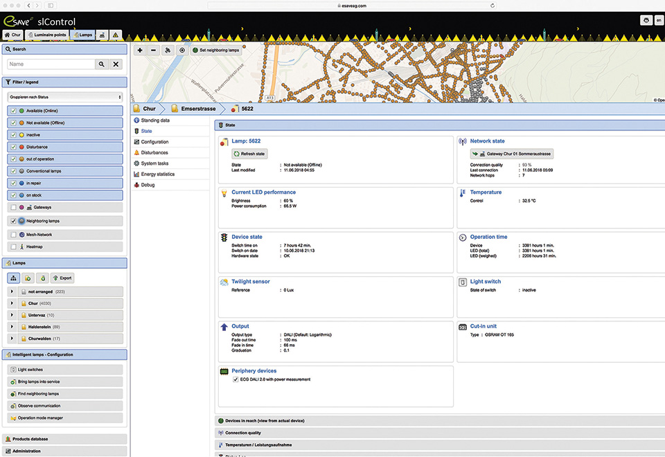 esave control software user interface showing the example of a street in Chur.jpg