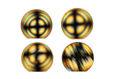 Polarized light images of different levels of crystal distortion (out of the "GT Advanced Technologies’ Characterization of Sapphire Material Project")