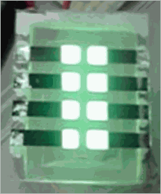 The high-efficiency, green light-emitting OLED device developed by the Mikami Lab at the Kanazawa Institute of Technology